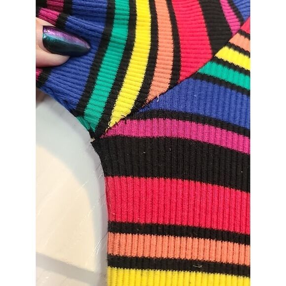 DELIAS x Dolls kill La Vida Loca Rainbow Striped Dress, 90s Y2K Whimsical | L - Picture 13 of 13